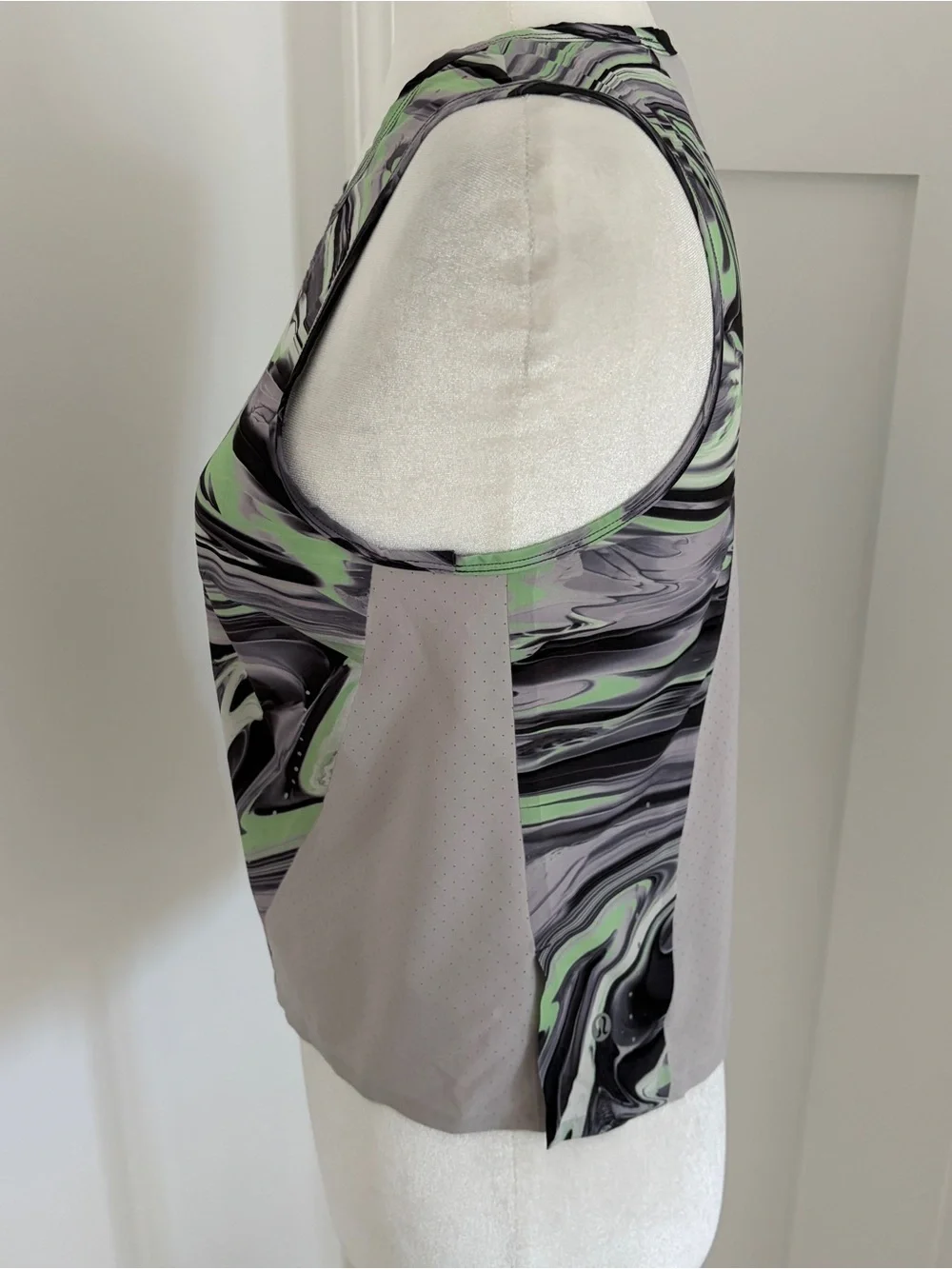 Lululemon Swift Ventilated Running Tank Top Marble Print Gray Green Size 4*E8